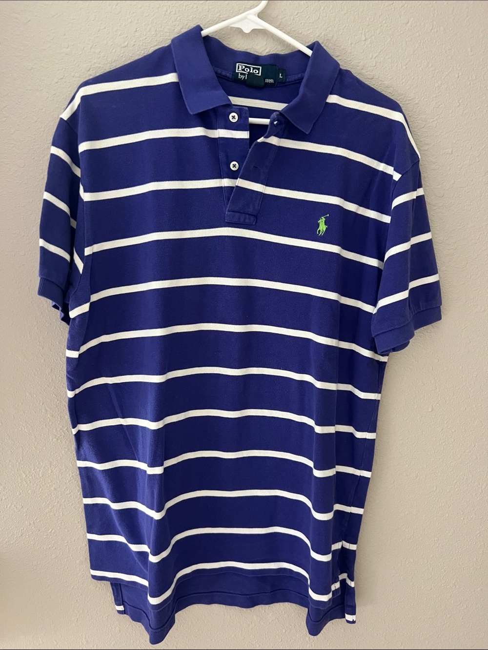 Polo by Ralph Lauren purple and white short sleeve polo shirt men’s size Large